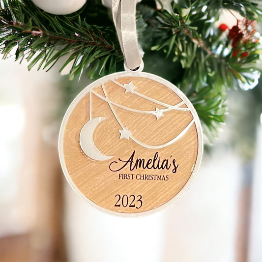 Stars & Moon First Christmas Ornament