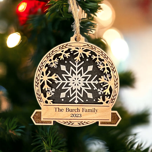 Layered Snowflake Family Ornament