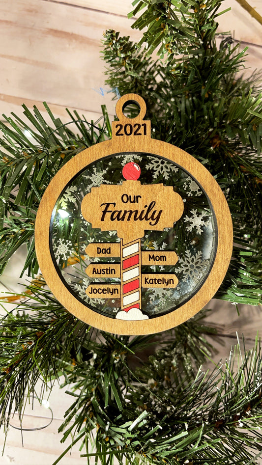 North Pole Style Family Ornament